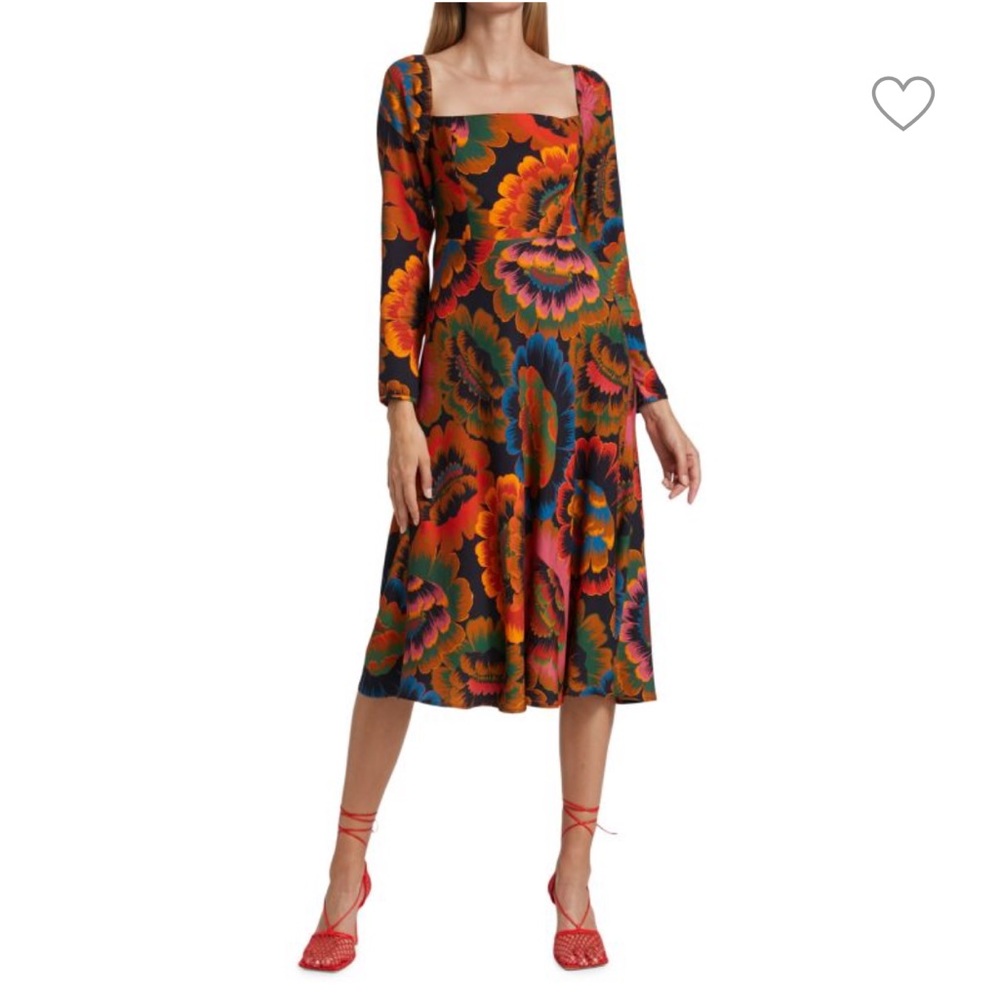 FARM RIO Flowers Midi Dress: Size Medium
